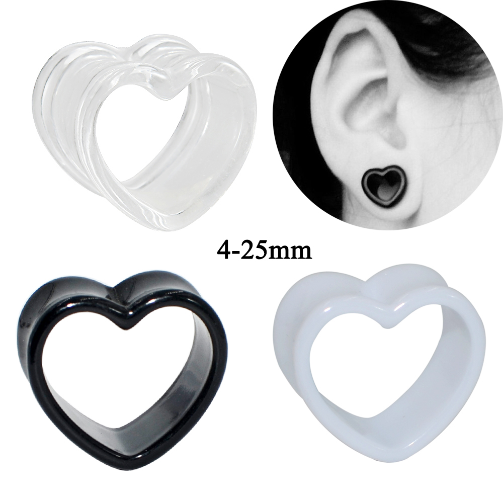Body Jewelry Ear Gauges - Acrylique amour noir blanc en forme