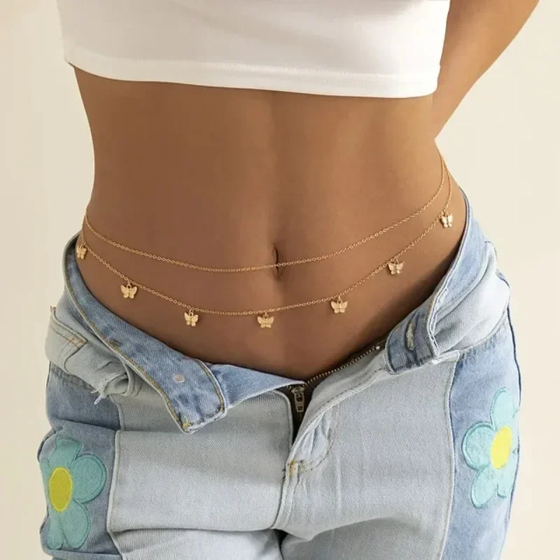 Body Jewelry Chain - Chaîne papillon Double couche pour femmes,