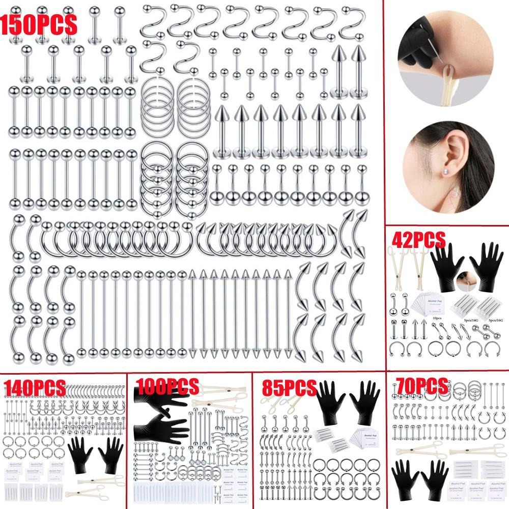 Body Jewelry Lip Ring - Kit de Piercing Corporel 150/140/85/70/42 Pièces,