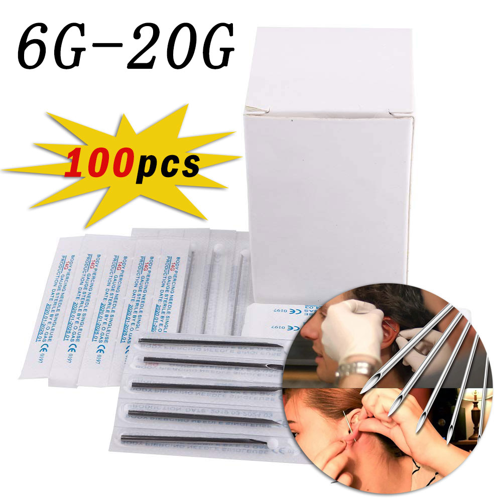 Body Jewelry Ear Gauges - 100 aiguilles de piercing stériles jetables