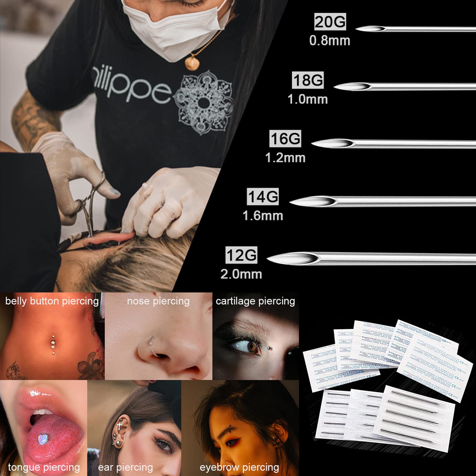 100 aiguilles de piercing stér - Body Jewelry Ear Gauges avis et prix